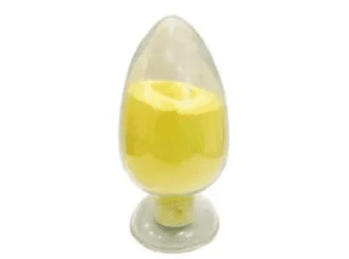 A yellow substance in a glass container.